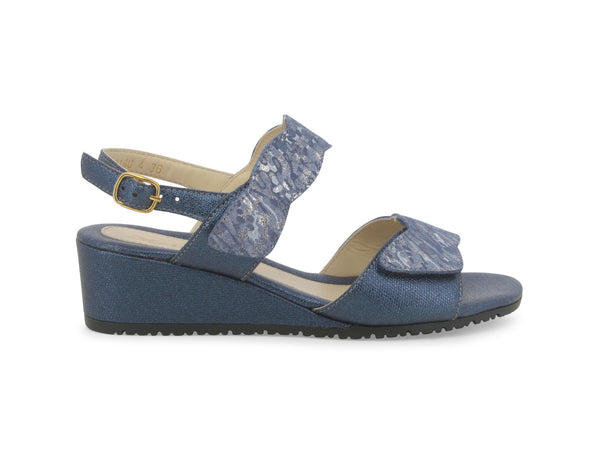 Melluso Sandali Donna Chiusura 2 Strappi Zeppa Pelle Blu Jeans K95421-233259